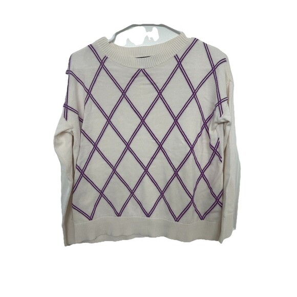 Banana Republic Cream Argyle Sweater XS Preppy Knit | Send Offer 💜 - Picture 1 of 3
